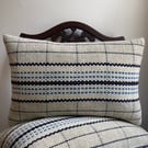 Alta cushion - Navy & Forget-Me-Not Blue. Handwoven in Wales
