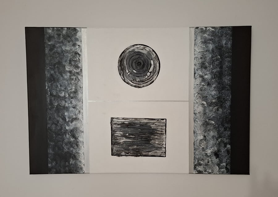 Original Abstract Acrylic Painting - Abstract Art – Monochrome Mixed Media