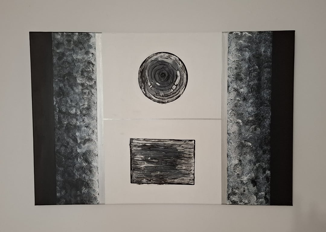 Original Abstract Acrylic Painting - Abstract Art – Monochrome Mixed Media