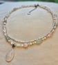 Handmade Aventurine and Quartz Double Strand Necklace with Pink Teardrop Pendant - Image 4