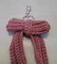Handmade Crochet Bow Bag Charm & Cottage core Keyring - Image 7