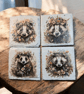 Badger Decoupaged Slate Coaster Set of 4 Pieces