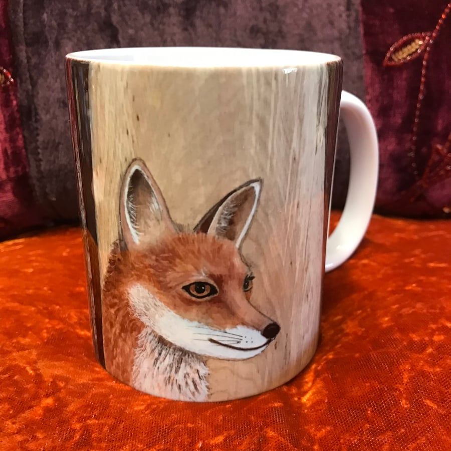 Mug of my original Fox painting on wood