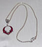 Red and Silver Enamelled Bat Pendant Necklace with Short Chain - Image 6