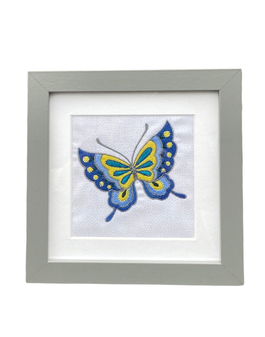 Framed Embroidered Butterfly 