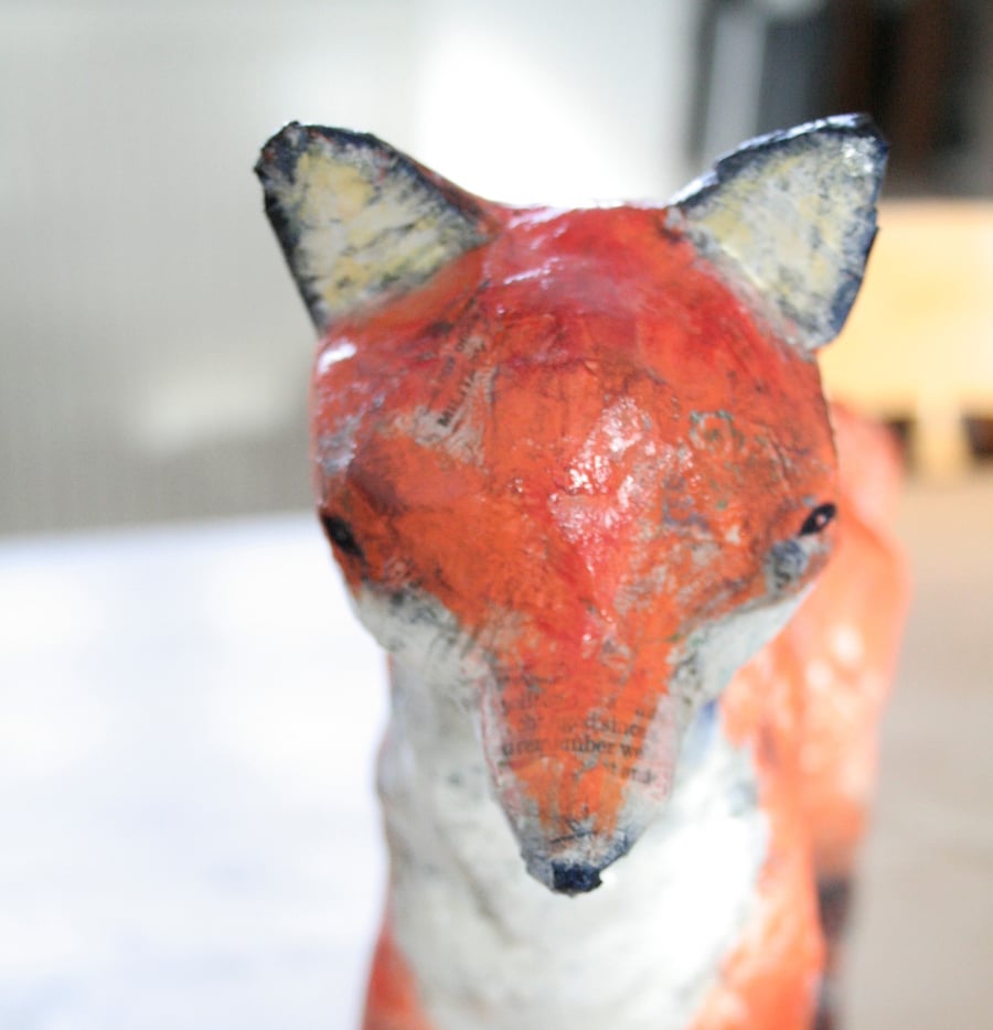 Woodland Fox, Papier Mache Sculpture