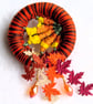 Handmade Autumn Leaf Dorset Button Brooch, Scarf or Shawl Pin