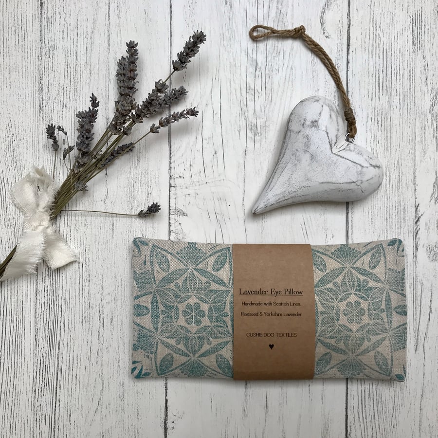 Hand Printed Linen Lavender Eye Pillow