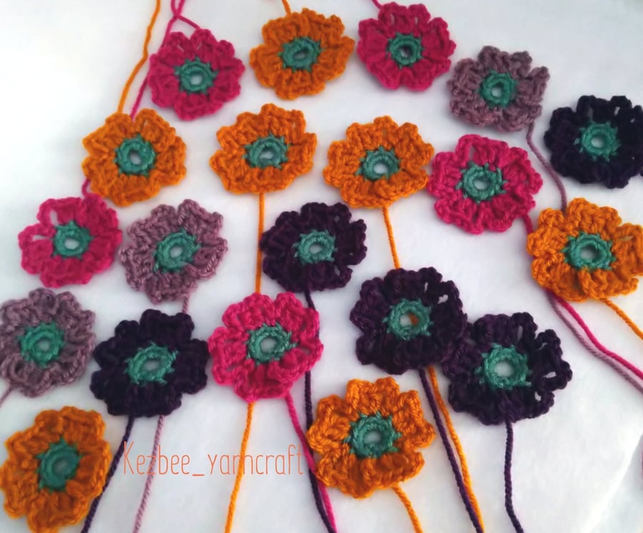 Applique handmade crocheted flowers  x 20
