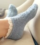 Hand knitted socks, Alpaca lace socks, Luxury bed socks, Socks with ruffles 