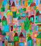 Patchwork Town, original painting - Image 1
