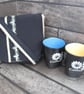 Upcycled Coffee Sack Mini Shoulder Bag Black with Gold Embroidery