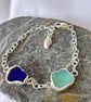 Duo Sea Glass Silver Chain Bracelet - Image 4