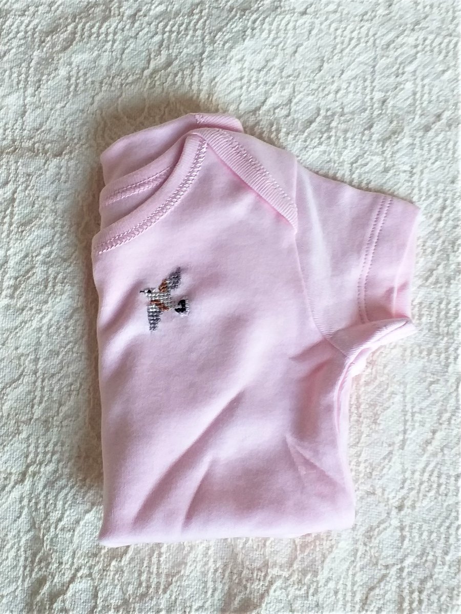 Dove, Baby Vest, age 3-6 months, hand embroidered