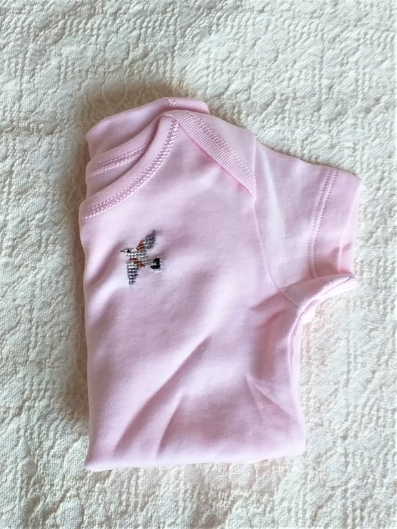 Dove, Baby Vest, age 3-6 months, hand embroidered