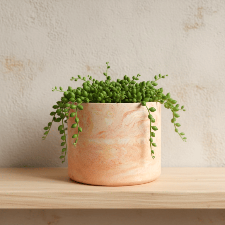 Large 15 cm Plant Pot - Dawn Colours Marbled Peach Orange and Yellow Planter
