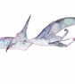 Pterydactyll,  dinosaur art print, watercolour galaxy  - Image 4