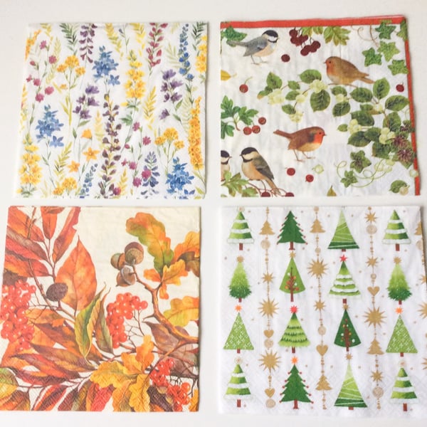 Mixed Design Napkins for Decoupage (Bundle F)