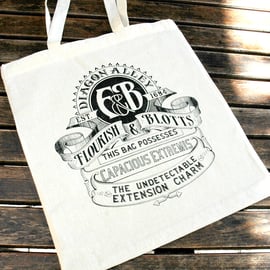 Harry Potter Flourish & Blotts - Cotton Canvas Reusable Shopping Tote Bag