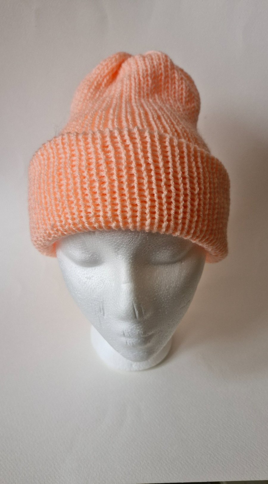  Peach Knitted Wool Womans Beanie Hat One Size