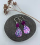 Pink aluminium cow parsley tear drop earrings