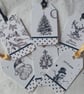 Set of 6 Black and White Christmas Gift Tags