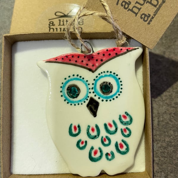 A little hug in a box multi colour owl porcelain gift 