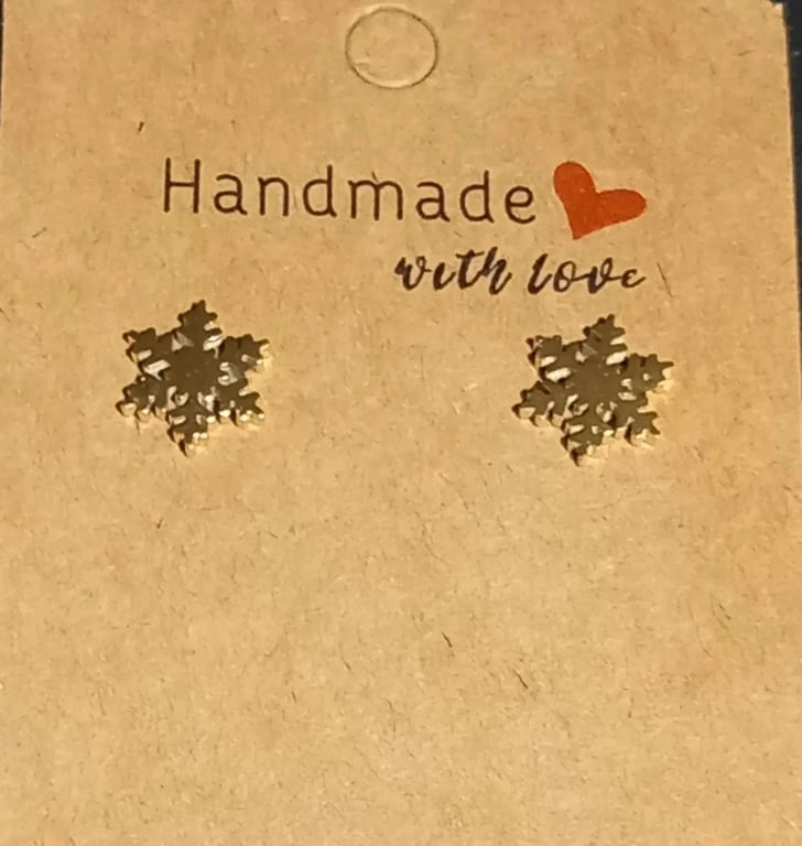Snowflake Gold Snowflake Christmas stud earrings OOAK 2