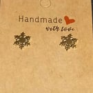 Snowflake Gold Snowflake Christmas stud earrings OOAK 2