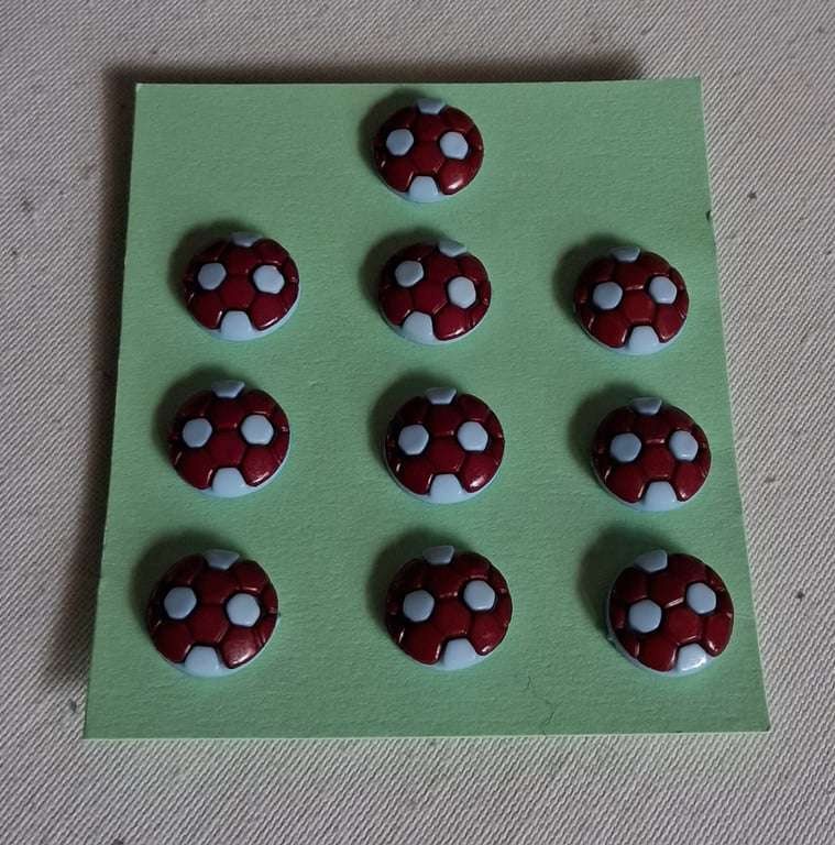 10 MAROON  AND BLUE FOOTBALL BUTTONS