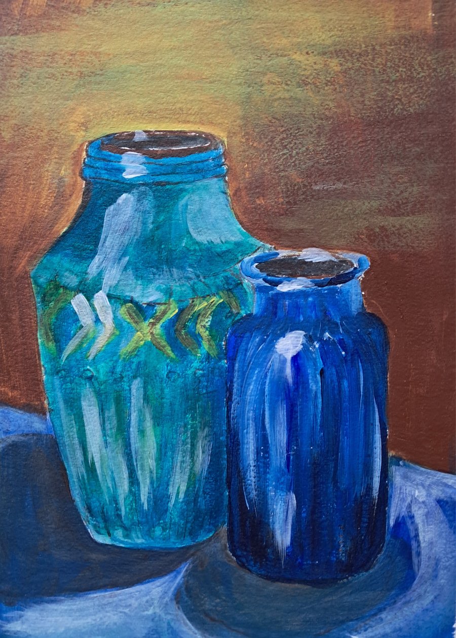 An Original painting of West German pottery vases
