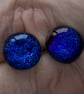 Blue Dichroic Glass Earrings on Sterling Silver Studs - 2085 - Image 3