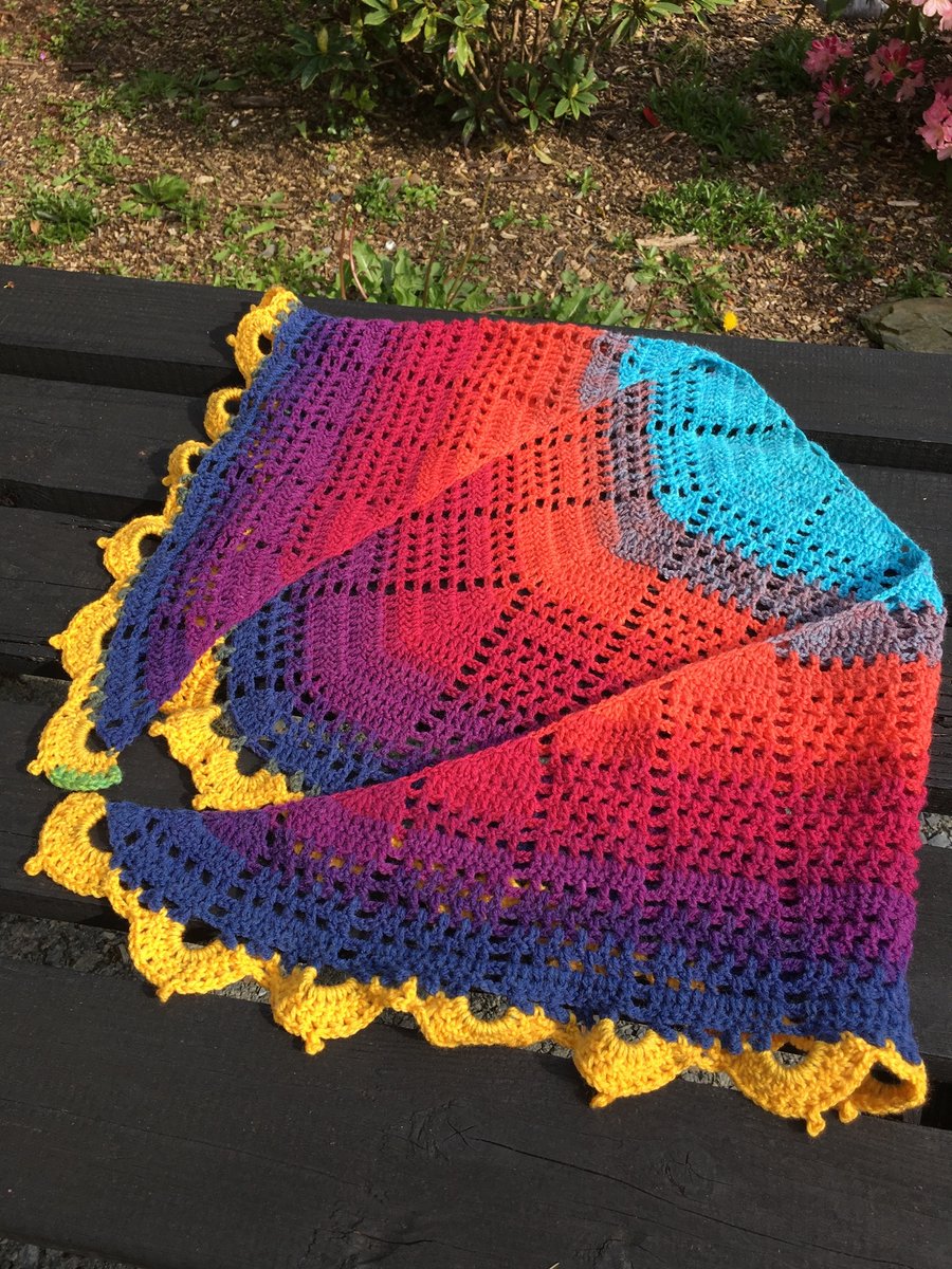Bright and bold handmade triangular scarf