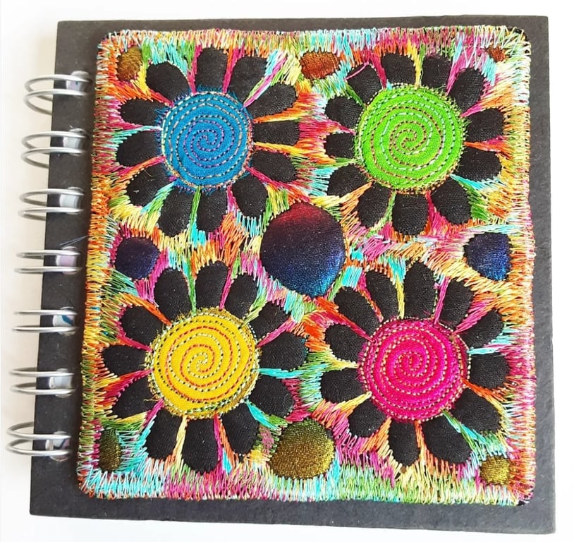 Sketchbook Spiral Bound Square 4 x 4 inches Free Machine Embroidery Cover