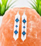 Hand-stitched White & Blue Beaded Earrings – Sterling Silver Ear Wires - Image 3
