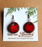 Handmade Red Ceramic Earrings, Glazed Bristol Clay, Silver Hooks - Image 3