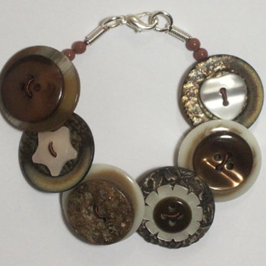 Coffee, Cream and brown button bracelet