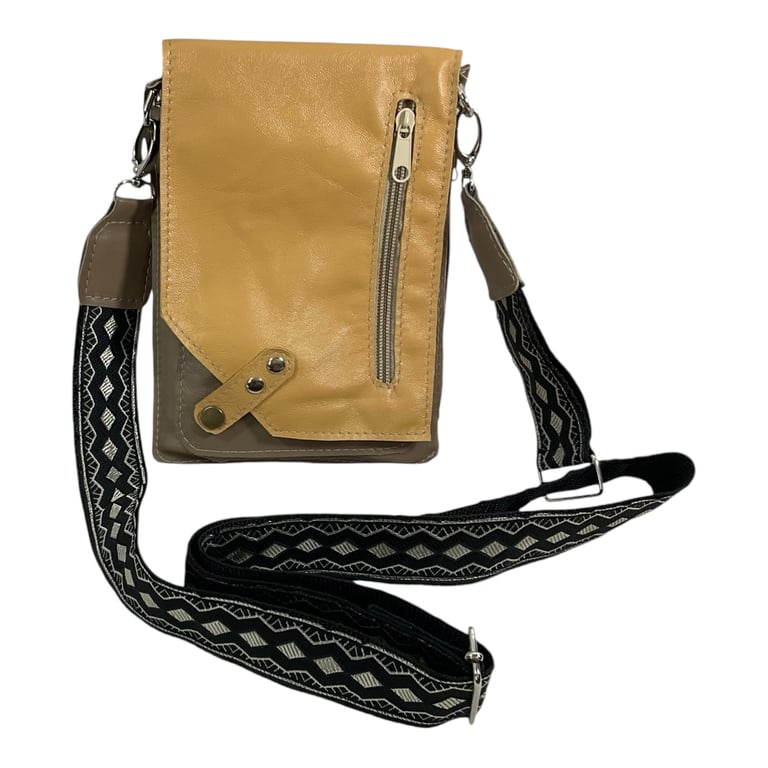 Phone bag made of soft lambs leather, slim, small multi pockets, teen messenger 