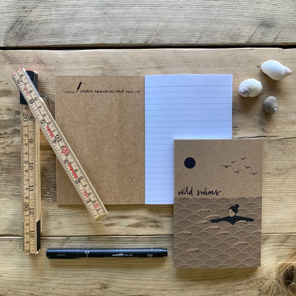 Wild Swim A6 notebook made from recycled paper