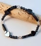 Hematite Heart Bracelet With Swarovski Crystals - Handmade In Devon - Image 1