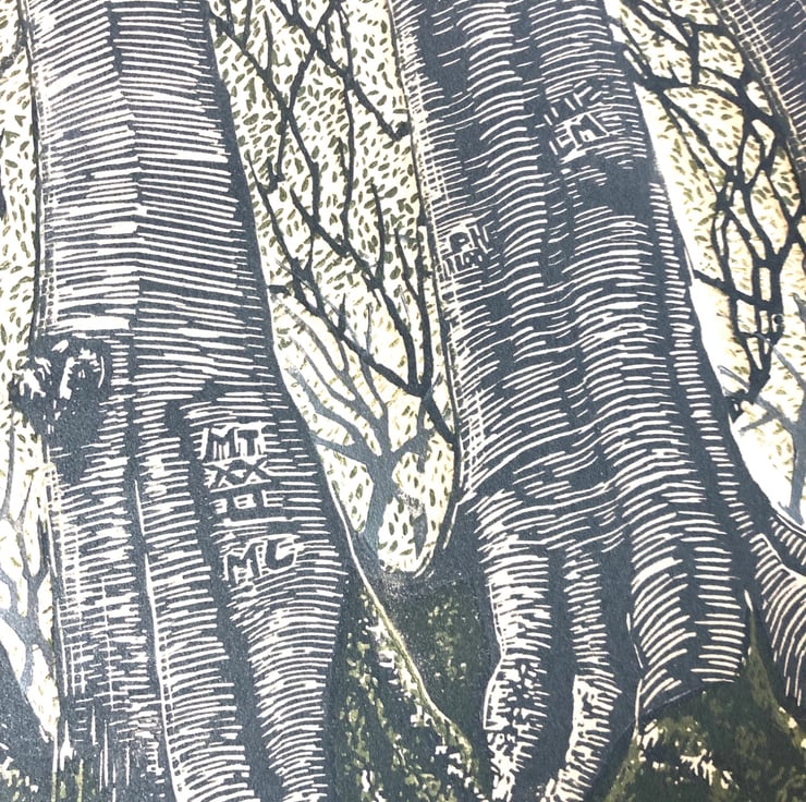 'Yeld Beeches, secrets' Linocut Print - Folksy