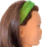 Green Yellow Handmade Knitted Hair Band Hairband Headband Adjustable tie to fit - Image 2