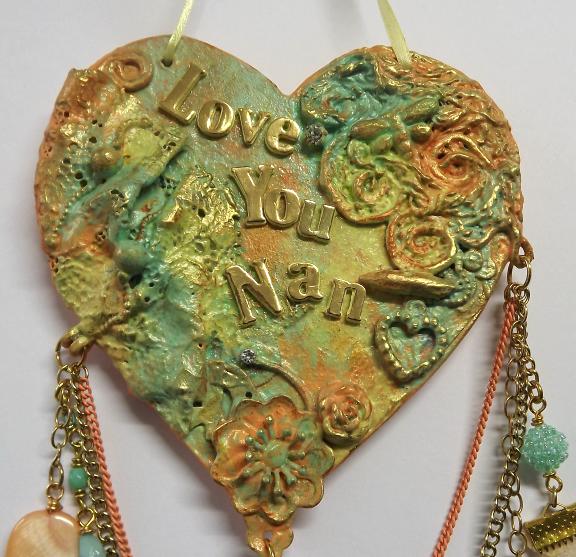 Mixed Media, Love You Nan, Shabby Hanging Heart