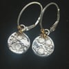 Silver disc full moon earrings