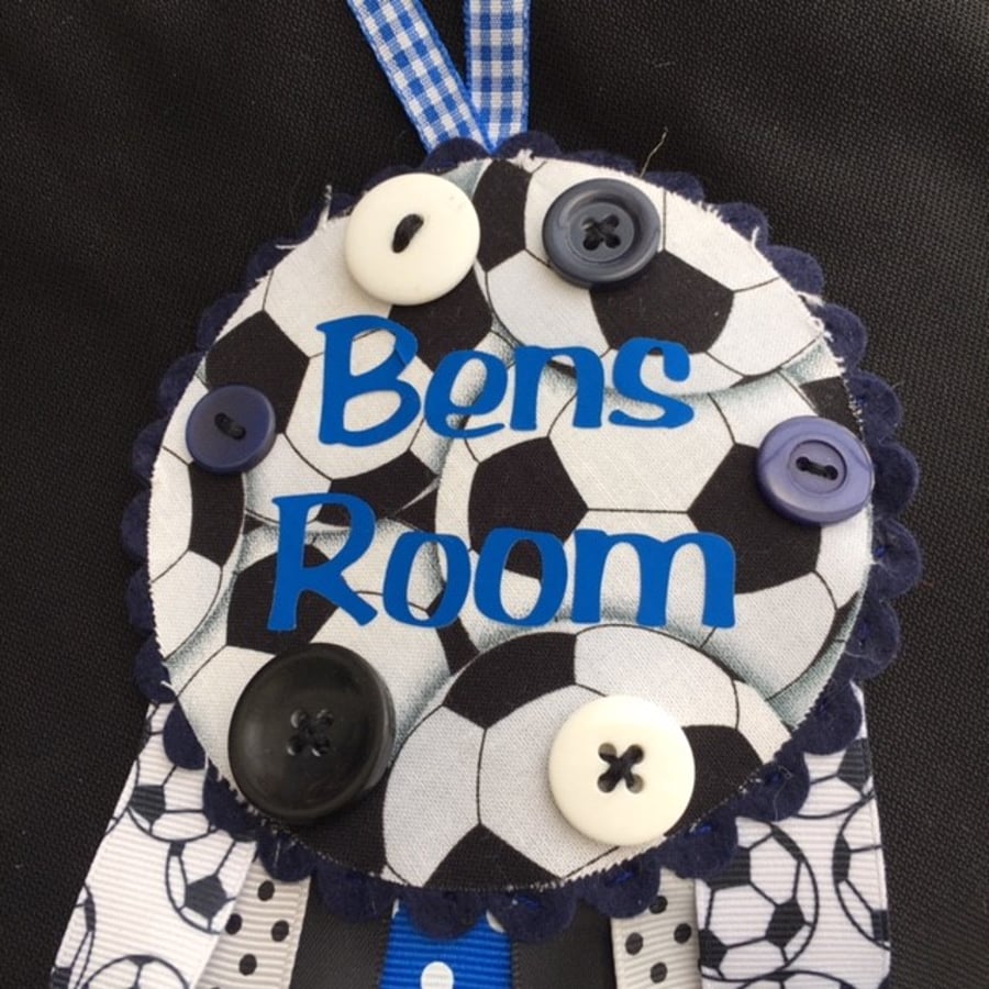 Boy Football - Door Hanger - male - Blue --Personalised