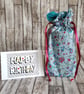 Medium Sized Floral Reusable Gift Bag - Drawstring Gift & Storage Bag - Image 2