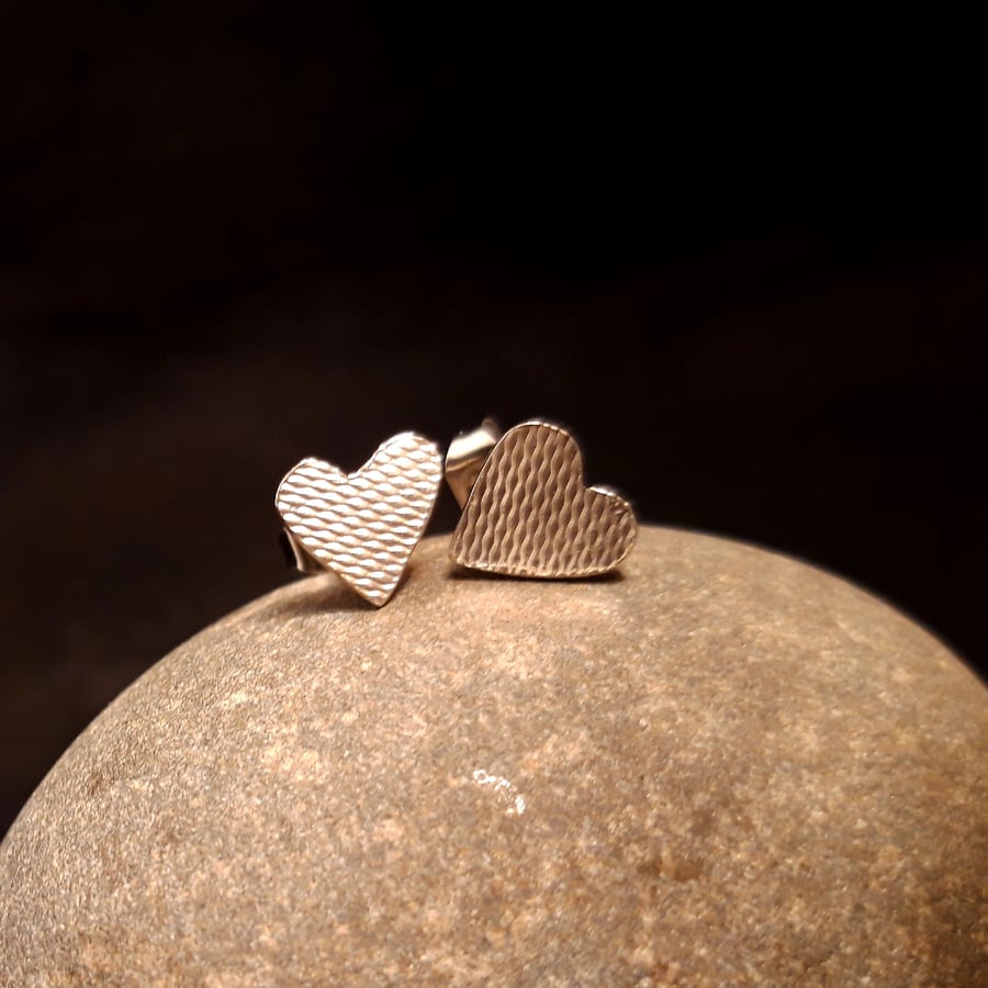 Textured Silver Stud Hearts