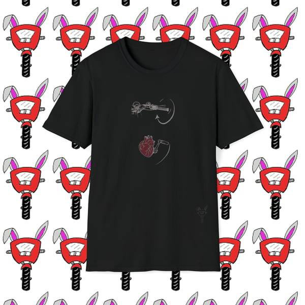 Handle Bar Throttle Bike Heart Unisex Softstyle T-Shirt by Bikabunny