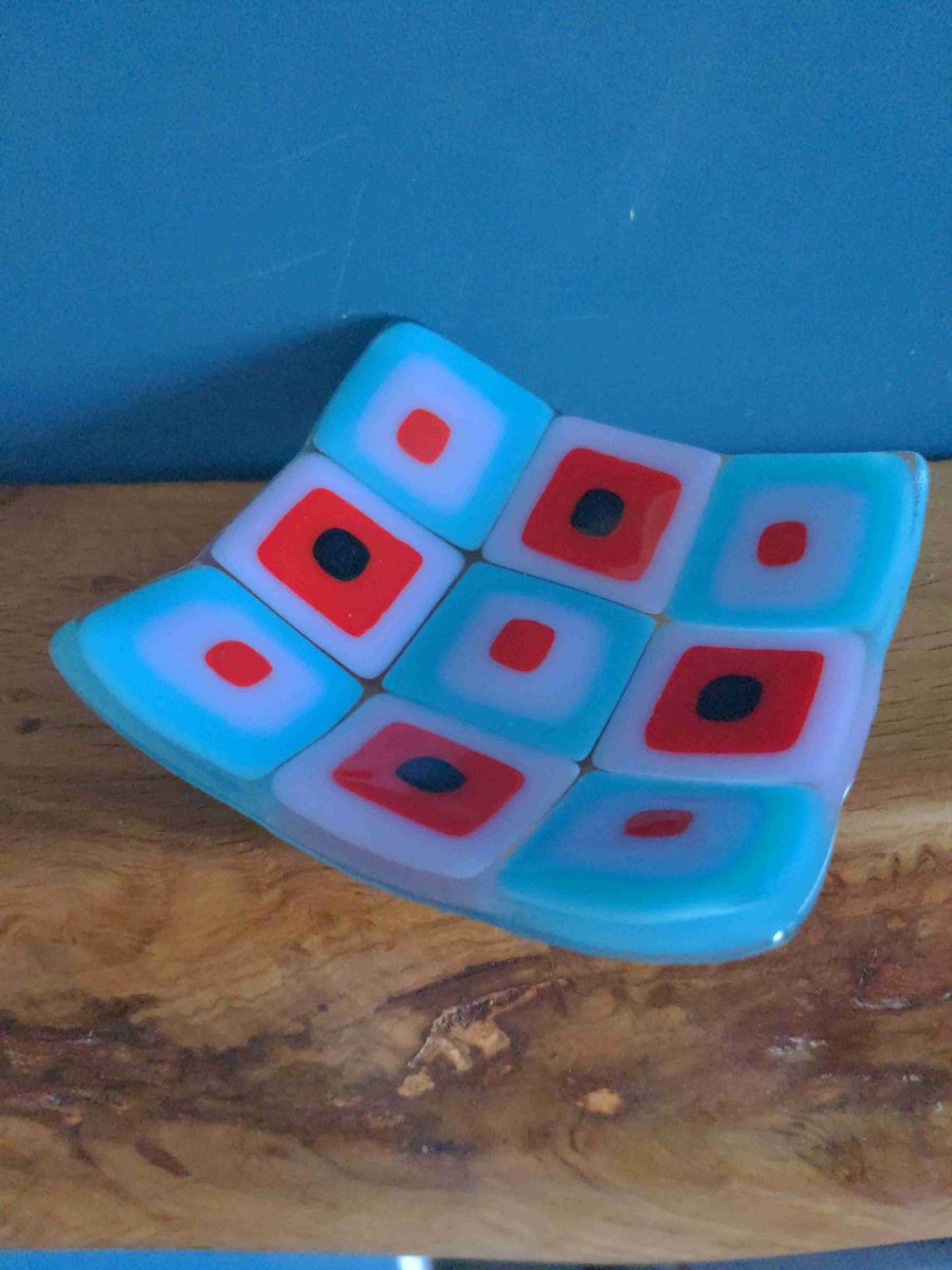 Art Deco style fused glass dish Choice of colours