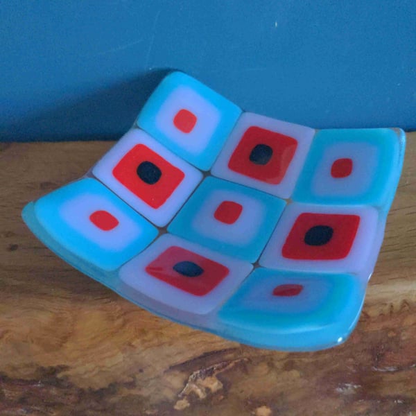 Art Deco style fused glass dish Choice of colours